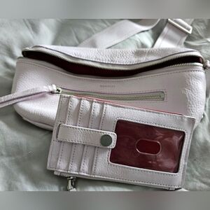 Light Lavender Leather Crossbody Wallet Bag with - Matching Card Holder